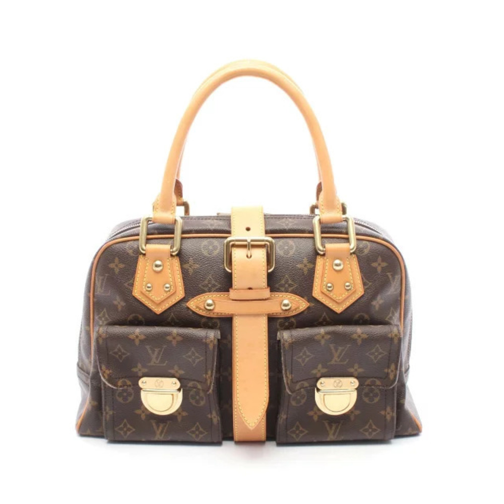 Louis Vuitton Manhattan Handbag Canvas Leather Monogram Brown